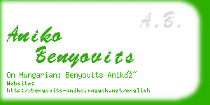 aniko benyovits business card